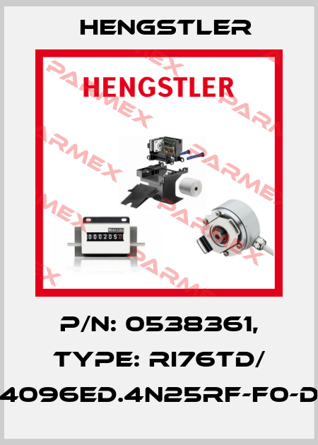 p/n: 0538361, Type: RI76TD/ 4096ED.4N25RF-F0-D Hengstler