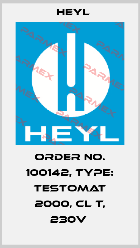 Order No. 100142, Type: Testomat 2000, Cl T, 230V  Heyl