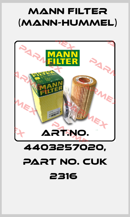 Art.No. 4403257020, Part No. CUK 2316  Mann Filter (Mann-Hummel)