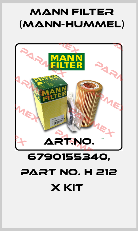 Art.No. 6790155340, Part No. H 212 x KIT  Mann Filter (Mann-Hummel)