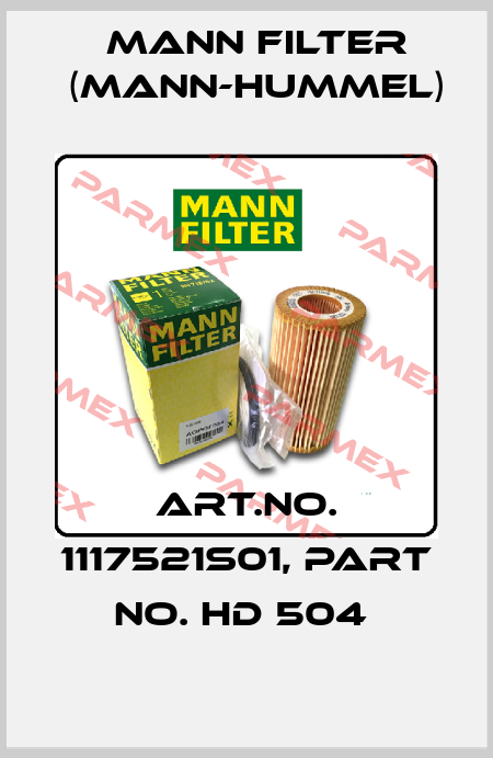 Art.No. 1117521S01, Part No. HD 504  Mann Filter (Mann-Hummel)