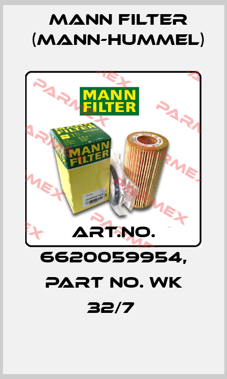 Art.No. 6620059954, Part No. WK 32/7  Mann Filter (Mann-Hummel)