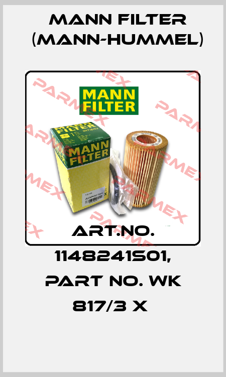Art.No. 1148241S01, Part No. WK 817/3 x  Mann Filter (Mann-Hummel)