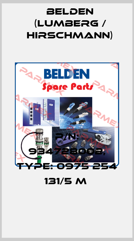 P/N: 934728002, Type: 0975 254 131/5 M  Belden (Lumberg / Hirschmann)