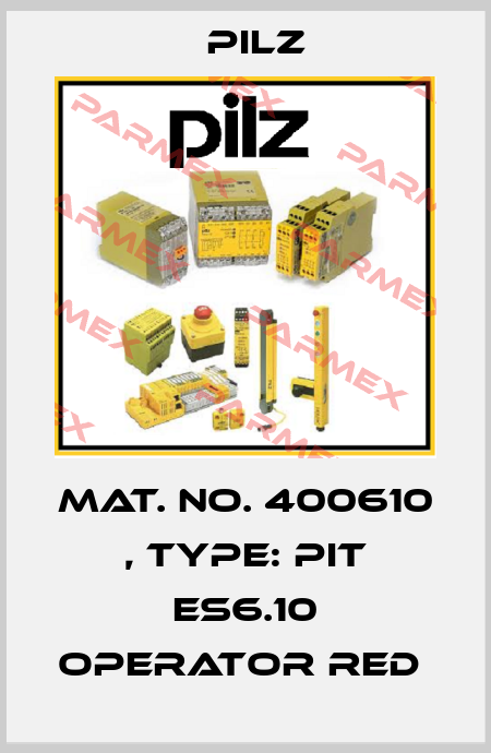 Mat. No. 400610 , Type: PIT es6.10 operator red  Pilz