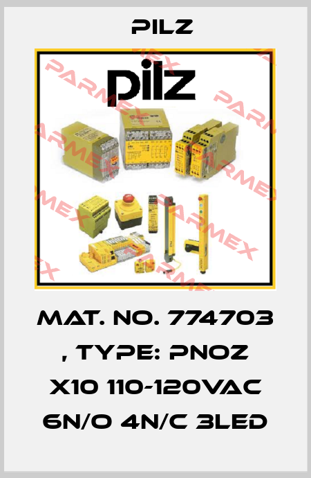 Mat. No. 774703 , Type: PNOZ X10 110-120VAC 6n/o 4n/c 3LED Pilz