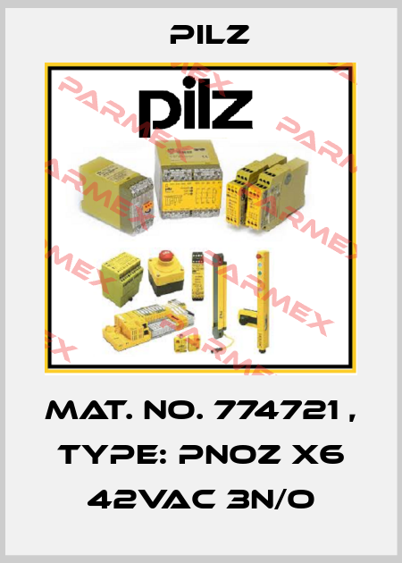 Mat. No. 774721 , Type: PNOZ X6 42VAC 3n/o Pilz