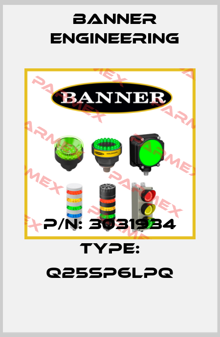 P/N: 3031934 Type: Q25SP6LPQ Banner Engineering