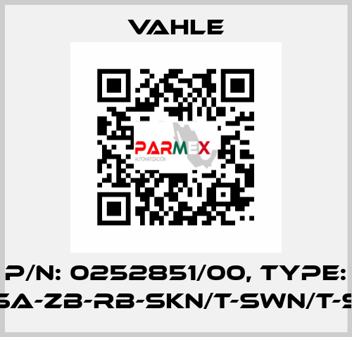 P/n: 0252851/00, Type: SA-ZB-RB-SKN/T-SWN/T-S Vahle