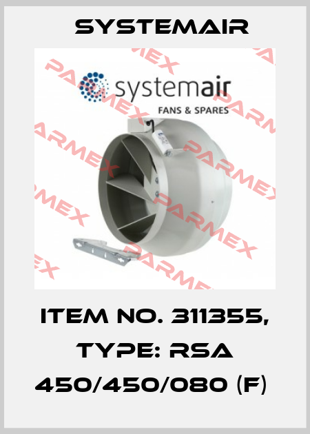 Item No. 311355, Type: RSA 450/450/080 (F)  Systemair