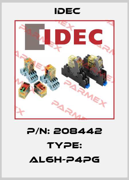 P/N: 208442 Type: AL6H-P4PG Idec