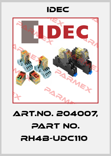 Art.No. 204007, Part No. RH4B-UDC110  Idec