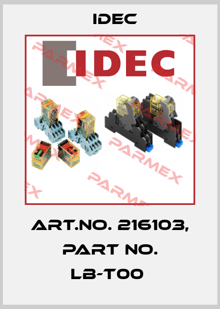 Art.No. 216103, Part No. LB-T00  Idec