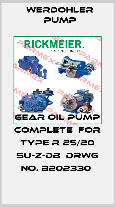 GEAR OIL PUMP COMPLETE  FOR TYPE R 25/20 SU-Z-DB  DRWG NO. B202330  Werdohler Pump