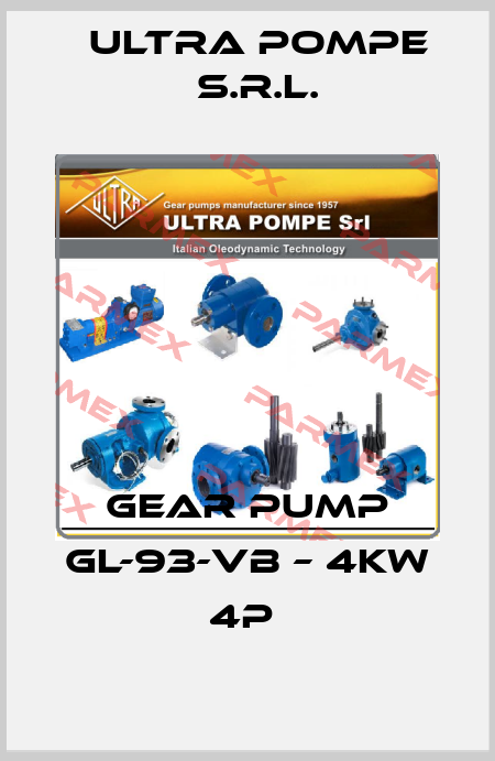 GEAR PUMP GL-93-VB – 4KW 4P  Ultra Pompe S.r.l.