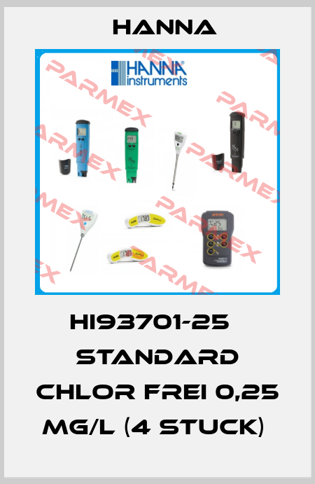 HI93701-25   STANDARD CHLOR FREI 0,25 MG/L (4 STUCK)  Hanna