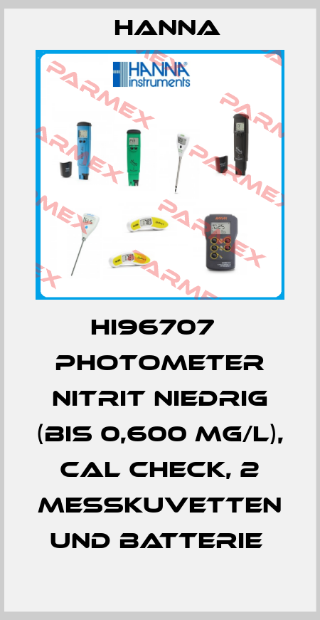 HI96707   PHOTOMETER NITRIT NIEDRIG (BIS 0,600 MG/L), CAL CHECK, 2 MESSKUVETTEN UND BATTERIE  Hanna