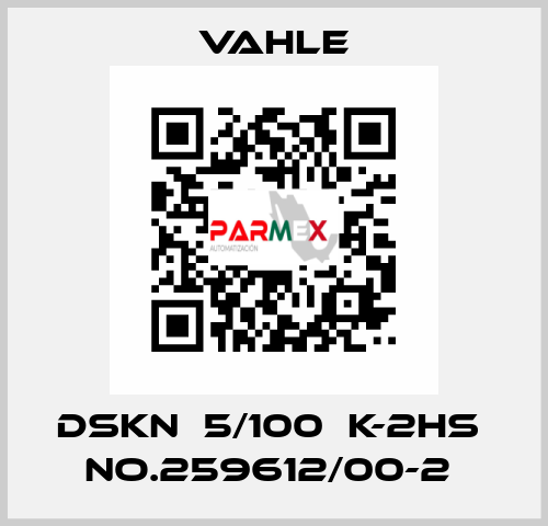 DSKN  5/100  K-2HS  NO.259612/00-2  Vahle