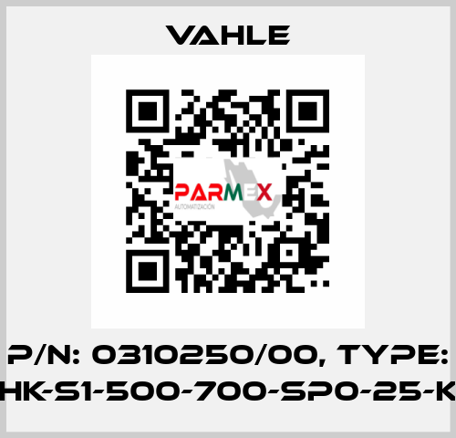 P/n: 0310250/00, Type: HK-S1-500-700-SP0-25-K Vahle