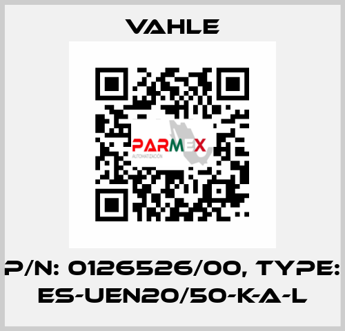 P/n: 0126526/00, Type: ES-UEN20/50-K-A-L Vahle