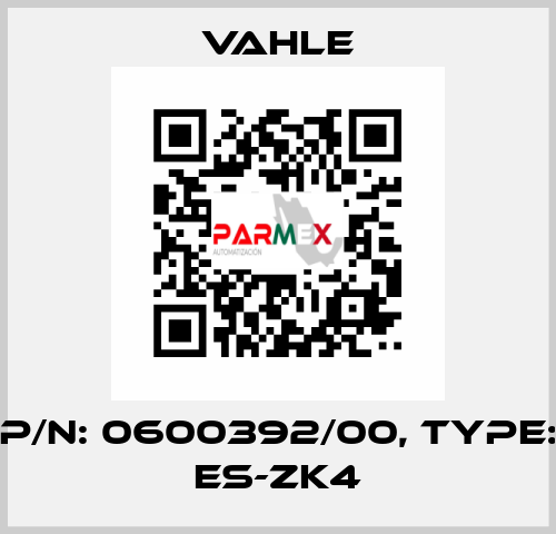 P/n: 0600392/00, Type: ES-ZK4 Vahle