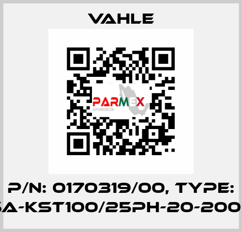 P/n: 0170319/00, Type: SA-KST100/25PH-20-2000 Vahle