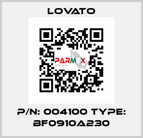 P/N: 004100 Type: BF0910A230 Lovato