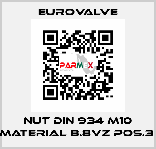 NUT DIN 934 M10 MATERIAL 8.8VZ POS.3  Eurovalve