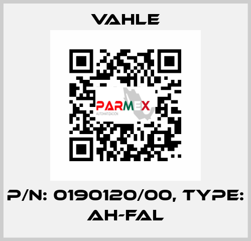 P/n: 0190120/00, Type: AH-FAL Vahle