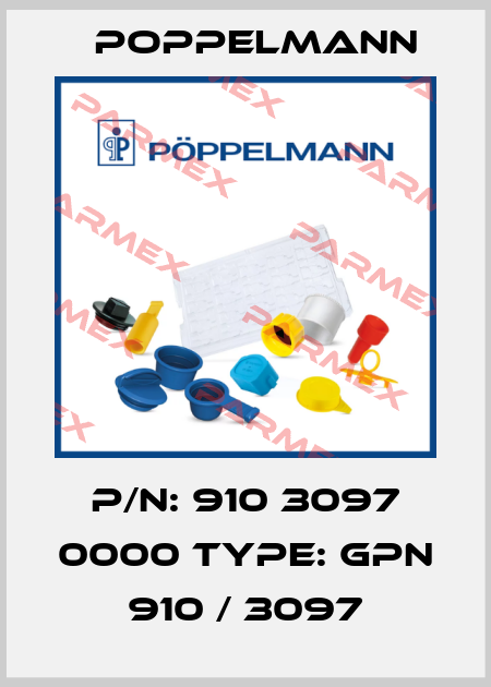 P/N: 910 3097 0000 Type: GPN 910 / 3097 Poppelmann