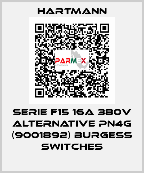 SERIE F15 16A 380V ALTERNATIVE PN4G (9001892) Burgess switches Hartmann
