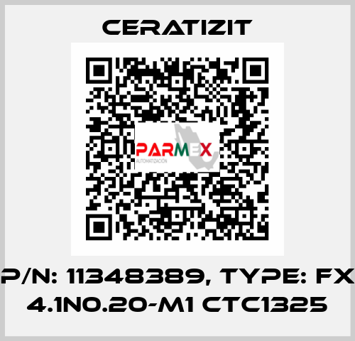 P/N: 11348389, Type: FX 4.1N0.20-M1 CTC1325 Ceratizit