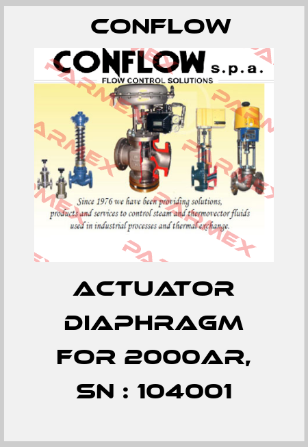 actuator diaphragm for 2000AR, sn : 104001 CONFLOW