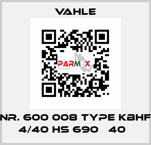 Nr. 600 008 Type KBHF 4/40 HS 690В 40А Vahle