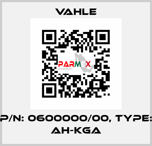 P/n: 0600000/00, Type: AH-KGA Vahle