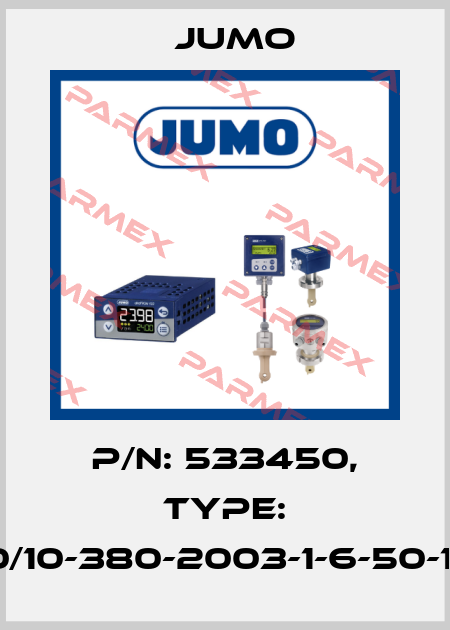 P/N: 533450, Type: 902030/10-380-2003-1-6-50-104/000 Jumo