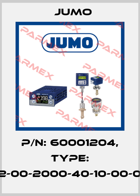 P/N: 60001204, Type: 603021/70-2-062-00-2000-40-10-00-00-000-00-6/000 Jumo