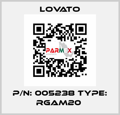 P/N: 005238 Type: RGAM20  Lovato