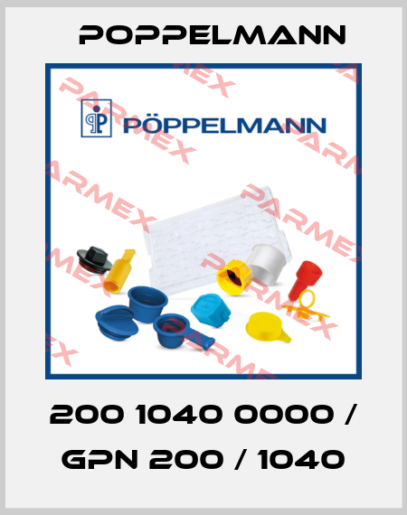 200 1040 0000 / GPN 200 / 1040 Poppelmann