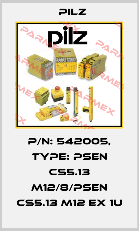 p/n: 542005, Type: PSEN cs5.13 M12/8/PSEN cs5.13 M12 EX 1u Pilz