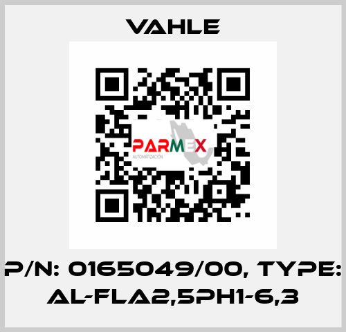 P/n: 0165049/00, Type: AL-FLA2,5PH1-6,3 Vahle