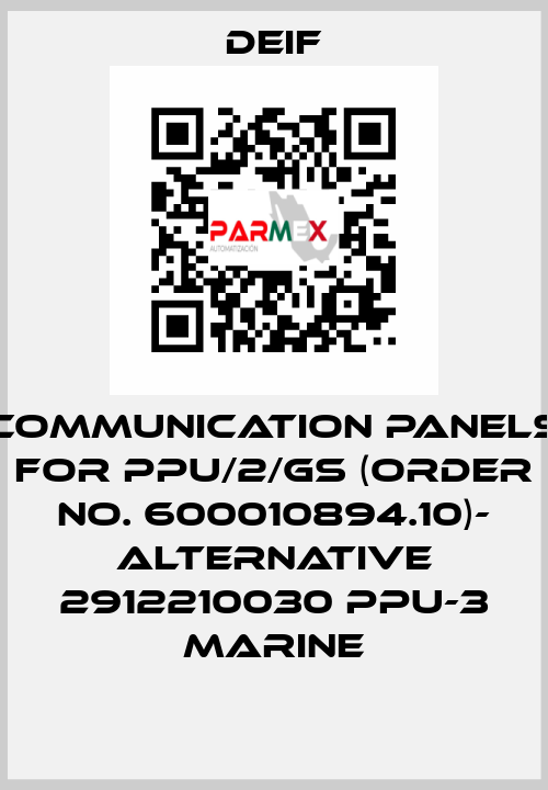 Communication panels for PPU/2/GS (Order No. 600010894.10)- ALTERNATIVE 2912210030 PPU-3 Marine Deif