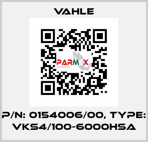 P/n: 0154006/00, Type: VKS4/100-6000HSA Vahle