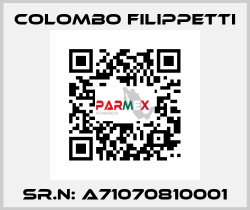 Sr.N: A71070810001 Colombo Filippetti