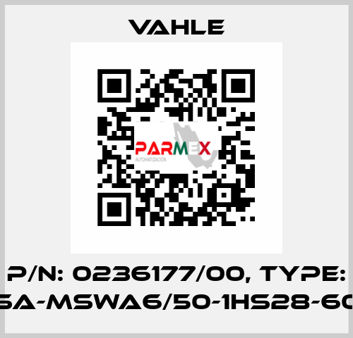 P/n: 0236177/00, Type: SA-MSWA6/50-1HS28-60 Vahle