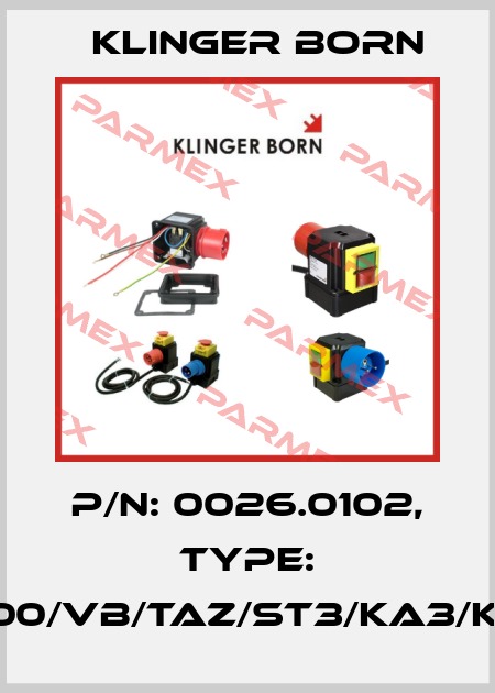 P/N: 0026.0102, Type: K900/VB/TAZ/ST3/KA3/KL-P Klinger Born