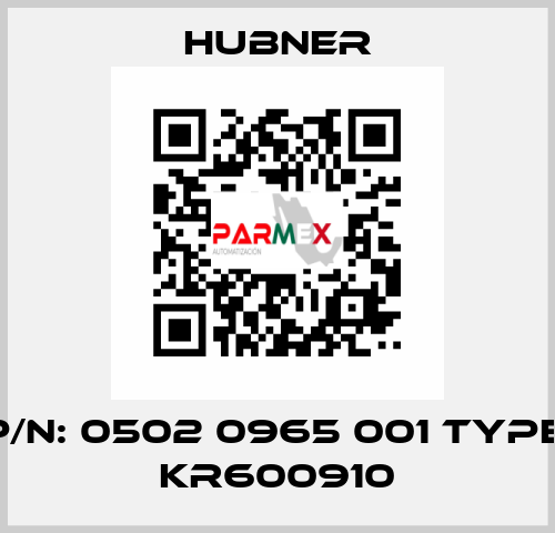 p/n: 0502 0965 001 Type; KR600910 HUBNER