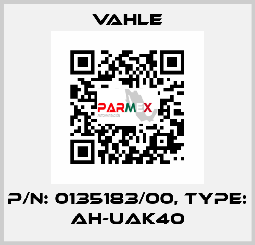 P/n: 0135183/00, Type: AH-UAK40 Vahle