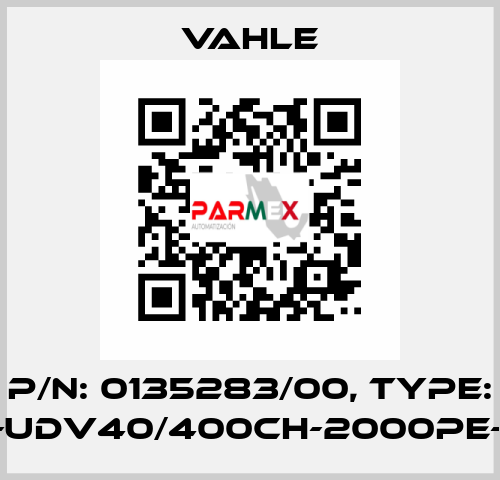 P/n: 0135283/00, Type: DT-UDV40/400CH-2000PE-CB Vahle