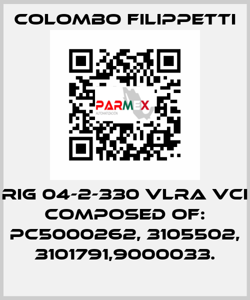 RIG 04-2-330 VLRA VCI composed of: PC5000262, 3105502, 3101791,9000033. Colombo Filippetti